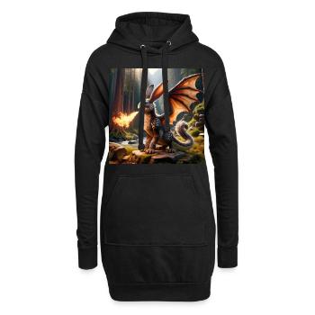Feuerspeiender Hase Drache #11 - Hoodie-Kleid - Schwarz - Vorne