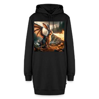 Feuerspeiender Hase Drache #14 - Hoodie-Kleid - Schwarz - Vorne