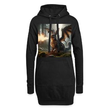 Feuerspeiender Hase Drache #06 - Hoodie-Kleid - Schwarz - Vorne
