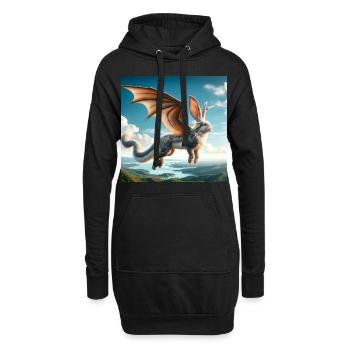 Flying Bunny Dragon #02 - Hoodie Dress - black - Front