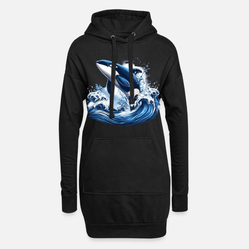 Blauer Orca - Hoodie-Kleid - Schwarz