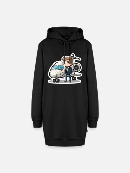 Der Flieger - Hoodie-Kleid - Schwarz