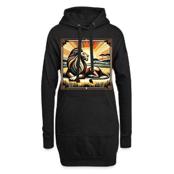 Roi Savannah Lion Style Art Déco - Sweat-shirt à capuche long Femme - noir - Devant
