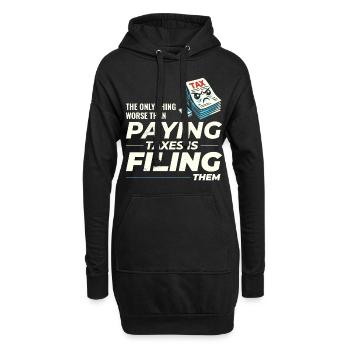 Humour éprouvant : payer et déclarer drôle - Sweat-shirt à capuche long Femme - noir - Devant
