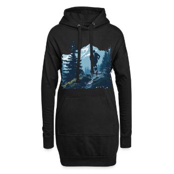 Un coureur trail sur un sentier en montagne - Sweat-shirt à capuche long Femme - noir - Devant