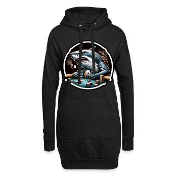 Un requin agressif qui joue au poker. - Sweat-shirt à capuche long Femme - noir - Devant