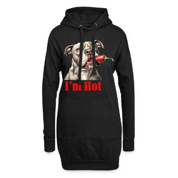 Un pitbull avec un piment fort dans la bouche - Sweat-shirt à capuche long Femme - noir - Devant