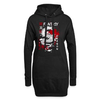 Drache Märchen Tribal - Hoodie-Kleid - Schwarz - Vorne
