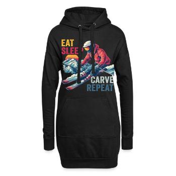 Eat Sleep Carve Repeat - Skifahrer Ski Design - Hoodie-Kleid - Schwarz - Vorne