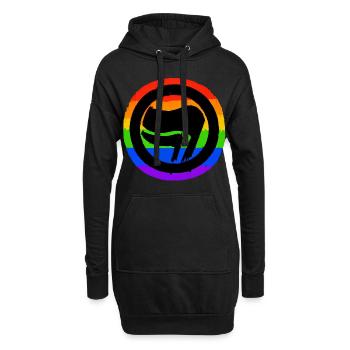Antifaschistisch Regenbogen - Hoodie-Kleid - Schwarz - Vorne
