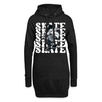 Skater Skate Skateboard Design - Hoodie-Kleid - Schwarz - Vorne