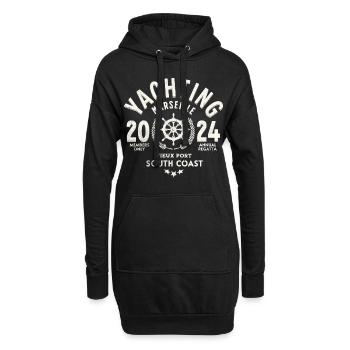 Yachting Marseille vieux port 2024 - Sweat-shirt à capuche long Femme - noir - Devant