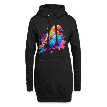 Bunter Finken Farbkleckse Farbspritzer - Hoodie-Kleid - Schwarz - Vorne