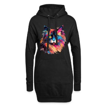Éclaboussures colorées de peinture de chat birman - Sweat-shirt à capuche long Femme - noir - Devant