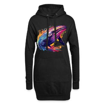 Buntes Wal Farbkleckse Farbspritzer - Hoodie-Kleid - Schwarz - Vorne