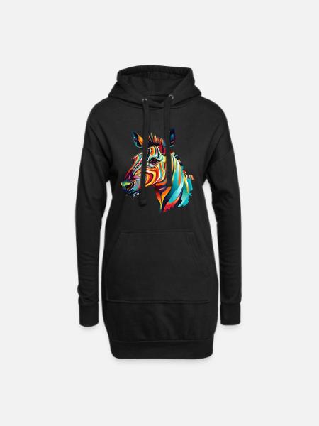 Buntes Okapi Farbkleckse Farbspritzer - Hoodie-Kleid - Schwarz
