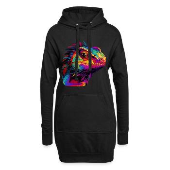 Bunte Eidechse Farbkleckse Farbspritzer - Hoodie-Kleid - Schwarz - Vorne