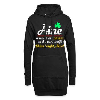 Drôle de nom de fille irlandaise : Áine - nom radieux - Sweat-shirt à capuche long Femme - noir - Devant
