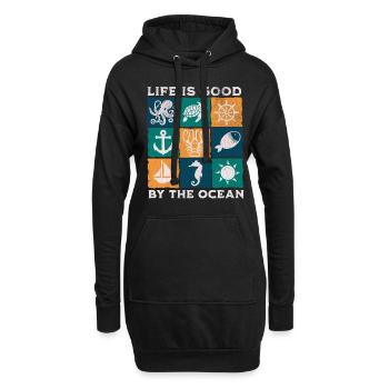 Das Leben am Meer ist gut - Hoodie-Kleid - Schwarz - Vorne