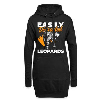 Leopard Jagd Großkatze Tier - Hoodie-Kleid - Schwarz - Vorne