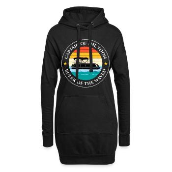 Pontonboot Kapitän Offshore-Bootsfahrt Retro - Hoodie-Kleid - Schwarz - Vorne