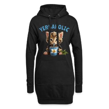Yerba Maté Chats Yerbaholic - Sweat-shirt à capuche long Femme - noir - Devant