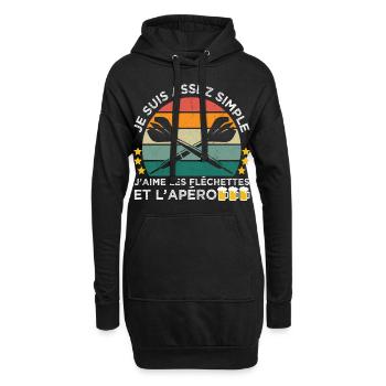 J' aime les fléchettes et l' apéro cadeau vintage - Sweat-shirt à capuche long Femme - noir - Devant