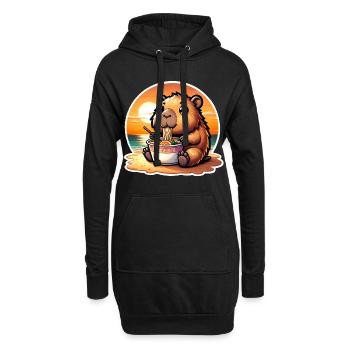 Capybara Ramen Kawaii Anime - Hoodie-Kleid - Schwarz - Vorne