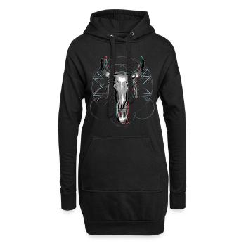 Geometrical Glitch, Totenkopf, Glitch effekt - Hoodie-Kleid - Schwarz - Vorne