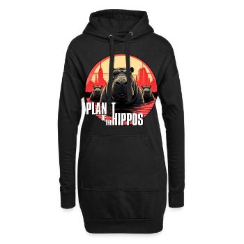 Planet der Nilpferde - Hoodie-Kleid - Schwarz - Vorne