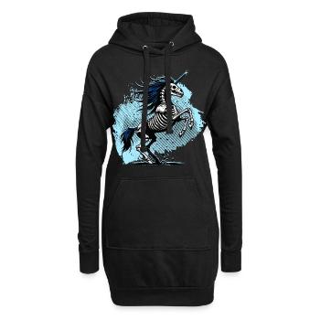 Unicorn Skull // Skelett Einhorn FS0237 - Hoodie-Kleid - Schwarz - Vorne