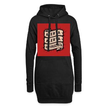 Alerta Antifaschist - Hoodie-Kleid - Schwarz - Vorne