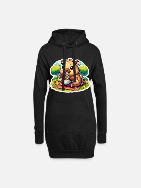Capybara Ramen Kawaii Anime - Hoodie-Kleid - Schwarz