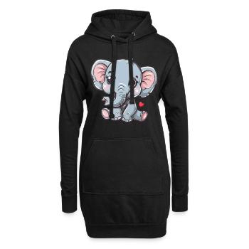 Éléphant mignon avec coeur pour enfants - Sweat-shirt à capuche long Femme - noir - Devant