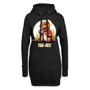 Tea-Rex - Lustiges Dinosaurier Tee Design - Hoodie-Kleid - Schwarz - Vorne