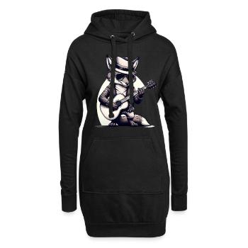 Guitare Fox de dessin animé personnalisée TShirt - Sweat-shirt à capuche long Femme - noir - Devant