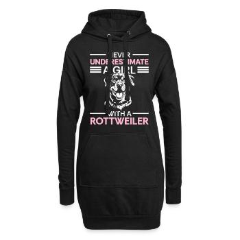 Chien Rottie Amour de chien - Sweat-shirt à capuche long Femme - noir - Devant