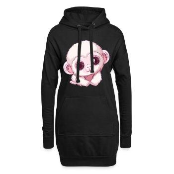 Look mignon de bébé singe rose - Sweat-shirt à capuche long Femme - noir - Devant