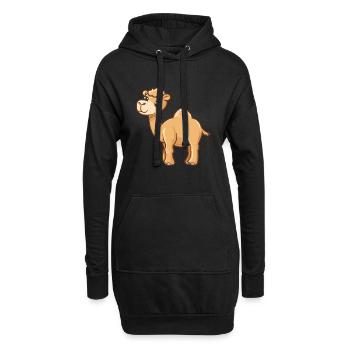 Süßes Lächelndes Alpaka Motiv - Hoodie-Kleid - Schwarz - Vorne
