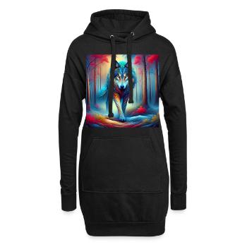Fantasy Wolf Fabelwesen wunderschönes Tier - Hoodie-Kleid - Schwarz - Vorne
