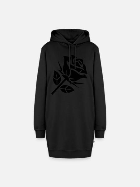 Abstrakte Rose Minimalistische Rosen Blumen - Hoodie-Kleid - Schwarz