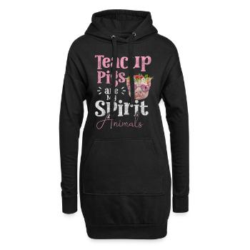 cochon d’éleveur d’animaux de compagnie - Sweat-shirt à capuche long Femme - noir - Devant
