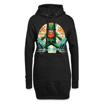 St. Patrick's Day Kleeblatt Kobold - Hoodie-Kleid - Schwarz - Vorne