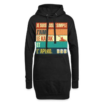 J' aime le kayak et l' apéro humour kayakiste - Sweat-shirt à capuche long Femme - noir - Devant