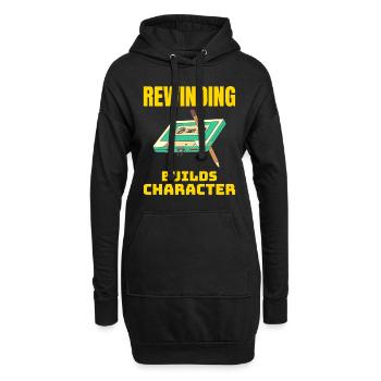 Kassette Tape Zurückspulen 80er Nostalgie Retro 1980er Jahre - Hoodie-Kleid - Schwarz - Vorne