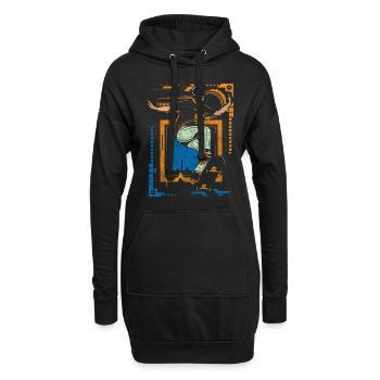 Cyborg Technologie Anime Gamer - Hoodie-Kleid - Schwarz - Vorne