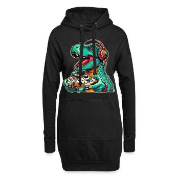 Dinosaurier Gaming T Rex - Hoodie-Kleid - Schwarz - Vorne