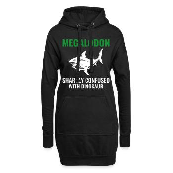 Megalodon dinosaure dinosaure paléontologue poisson fossile - Sweat-shirt à capuche long Femme - noir - Devant