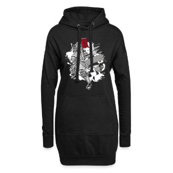 Orient Samurai Zeichnungen Kreatur - Hoodie-Kleid - Schwarz - Vorne