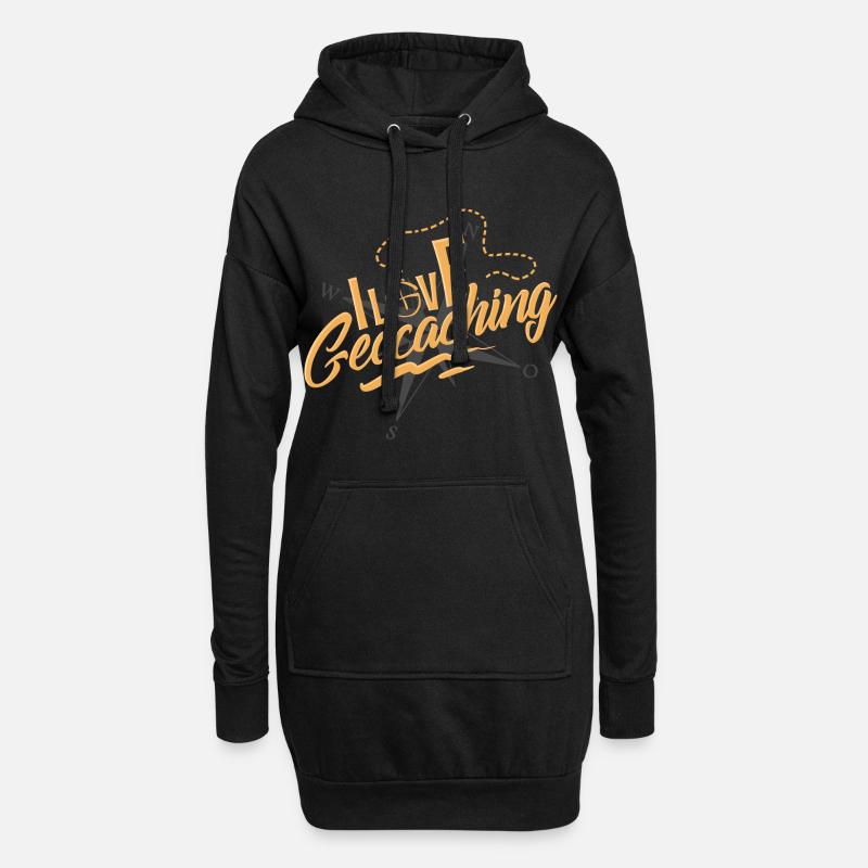Geocaching - Hoodie-Kleid - Schwarz
